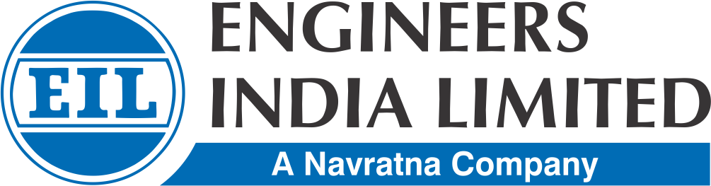Engineers India Limited logo - Blue circular emblem with a white gear, torch, and 'EIL' acronym