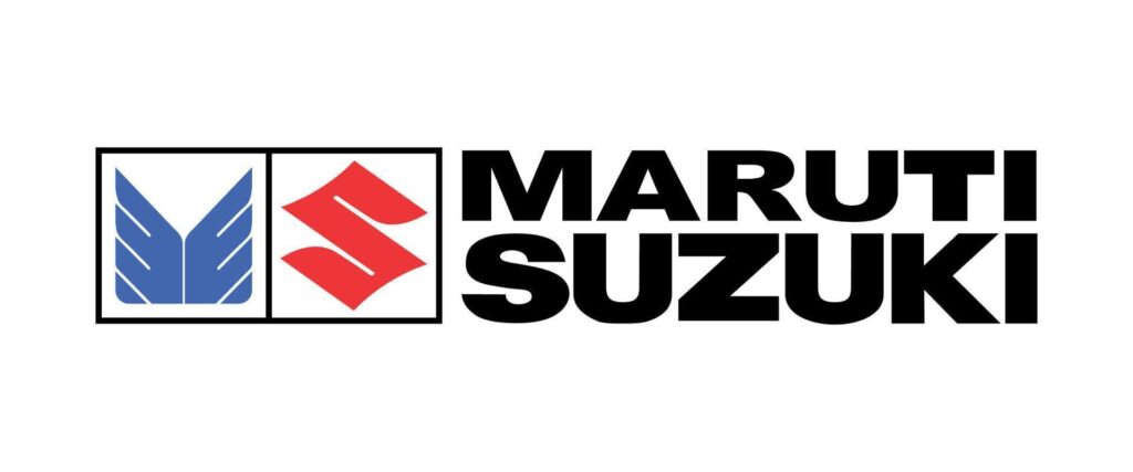 Maruti Suzuki logo - Silver 'S' winged emblem with red Maruti and Suzuki lettering